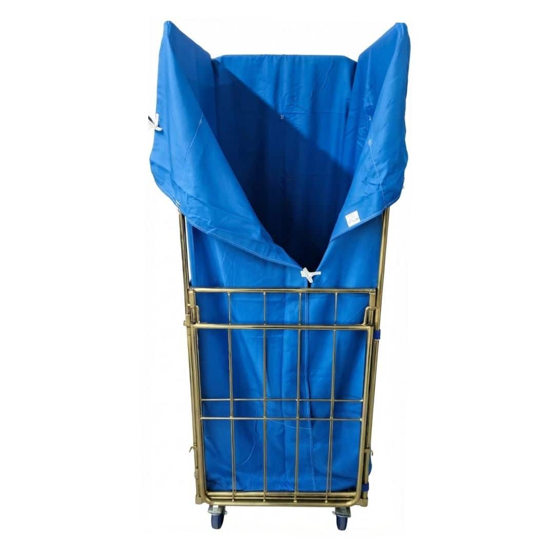 Laundry trolley with cover in Royal Blue colour, dimensions 685x810x1850 mm from RTP Radom.
