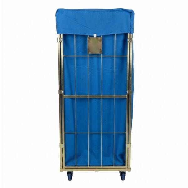 Rear view of laundry trolley with cover 685x810x1850 mm in Royal Blue colour from RTP Radom.