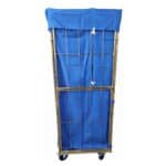 Side profile of laundry trolley with cover 685x810x1850 mm in Royal Blue colour – RTP Radom.