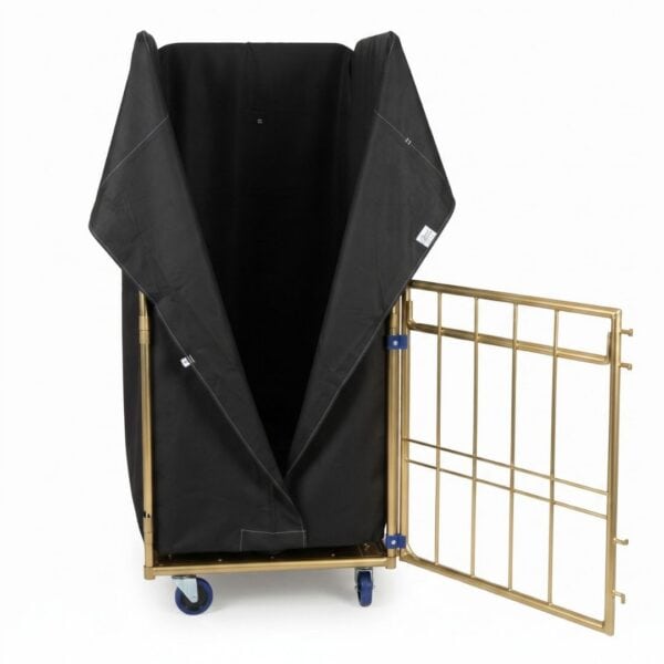 Laundry trolley with black cover and open side panel – RTP Radom.